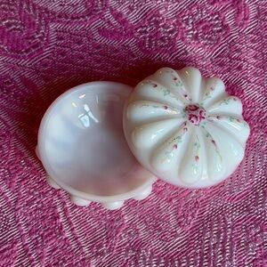 Fenton Teardrop Floral Handpainted Glass Trinket Box